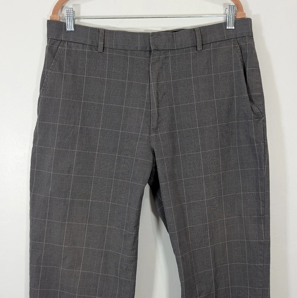 Banana Republic Men's Gray Checkered Pants Modern Fit Size 35/30 Cotton